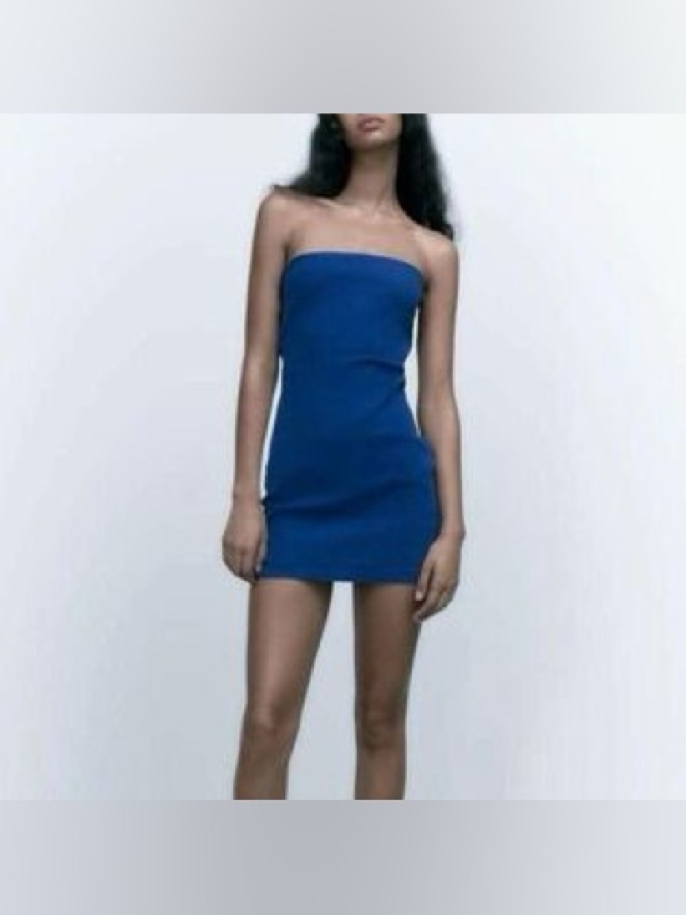 Zara stretch denim strapless bodycon bandeau mini dress
